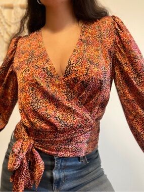 |Express| Women’s Faux Wrap Dotted Blouse